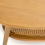 Журнальный стол из массива дуба и декором из плетеного ротанга Reyer Rattan Coffee Table варинант исполнения - 3 | Loft Concept в Перми