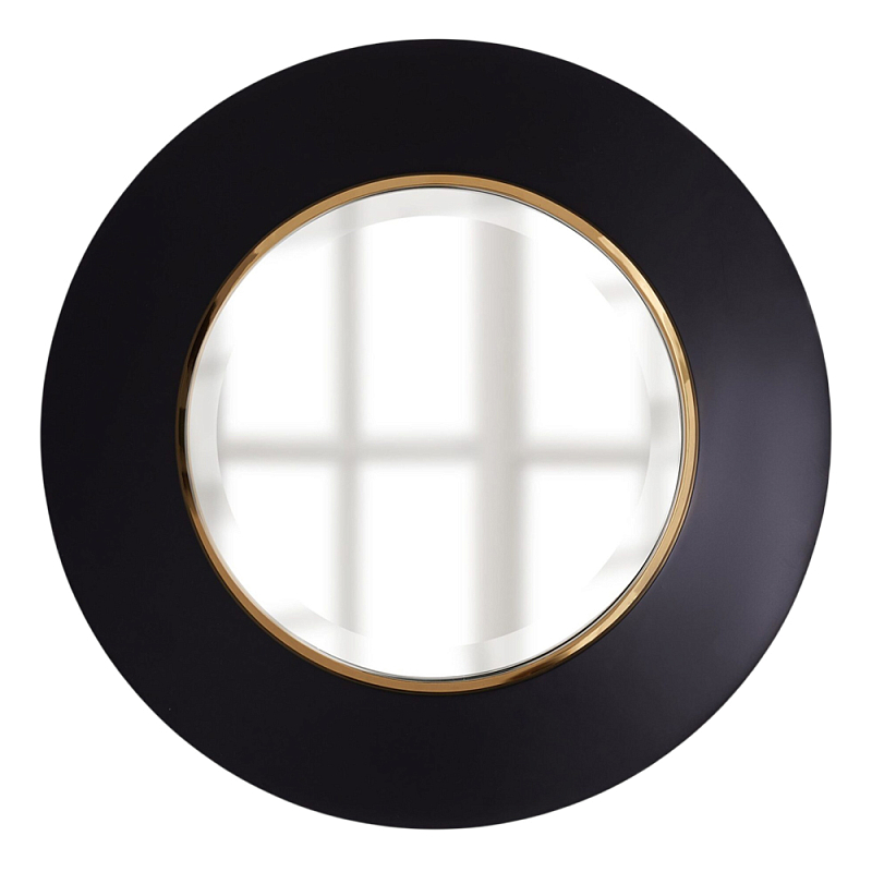 Чёрное настенное зеркало с золотым кантом Porunalia Зеркало Черный Золотой в Перми | Loft Concept 