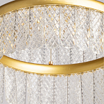 Люстра двухъярусная с золотого цвета и прозрачными подвесками Pettico варинант исполнения - 10 | Loft Concept в Перми