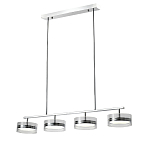 Люстра светодиодная с 4-мя круглыми прозрачными плафонами цилиндрической формы из акрила и стекла с пультом для регулировки света Glass Lamp Chromium варинант исполнения - 1 | Loft Concept в Перми
