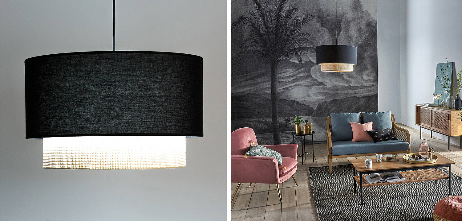 Подвесной светильник Ottar Wicker Black lampshade Подвесной светильник Ottar Wicker Black lampshade - Loft-Concept в Перми