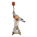 Подсвечник с попугаем из фарфора с бронзовыми элементами Eden Garden варинант исполнения - 1 | Loft Concept в Перми