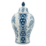 Ваза с крышкой и голубым цветочным рисунком 37 см Blue & White Ornament варинант исполнения - 2 | Loft Concept в Перми