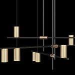Люстра с 9-ю цилиндрическими плафонами цвета латунь TRIBES CHANDELIER варинант исполнения - 3 | Loft Concept в Перми