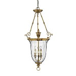 Подвесной светильник латунный с рифленым прозрачным плафоном и тремя свечеподобными лампами в классическом стиле Hinkley варинант исполнения - 1 | Loft Concept в Перми