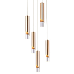 Подвесной светильник Metal Acrylic Tube Five Gold Hanging Lamp варинант исполнения - 1 | Loft Concept в Перми
