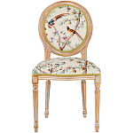 Стул из массива бука бежевый с изображением птиц и цветов Beige Green Chinoiserie Peach Garden Chair варинант исполнения - 1 | Loft Concept в Перми