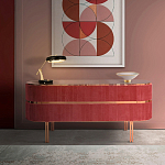 Дизайнерский комод овальный с розовой бархатной обивкой Edith варинант исполнения - 2 | Loft Concept в Перми