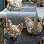 Статуэтка курица с белым цветочным узором и металлическими ножками Rustic Chicken варинант исполнения - 4 | Loft Concept в Перми