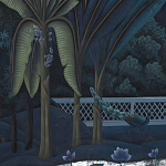 Обои ручная роспись Phuljhari Original colourway on Empire Blue dyed silk варинант исполнения - 3 | Loft Concept в Перми