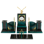 Настольный письменный набор из змеевика тёмно-зелёного цвета с декором в виде орла Successful Leader варинант исполнения - 1 | Loft Concept в Перми