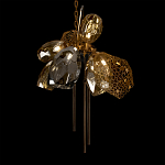 Люстра подвесная со стеклянными плафонами из дымчатого и золотистого с тремя вертикальными подвесками Gilded Mirage  варинант исполнения - 7 | Loft Concept в Перми