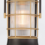 Настенный фонарь цилиндрической формы с рифленым стеклом в золотом каркасе на черном прямоугольном основании Eurofase варинант исполнения - 15 | Loft Concept в Перми