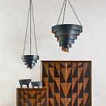 Подвесной светильник в форме спирали черный с золотой внутренней отделкой Warm Glow варинант исполнения - 3 | Loft Concept в Перми