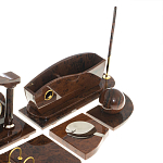 Настольный письменный набор с часами из природного камня обсидиана Competent Leader варинант исполнения - 5 | Loft Concept в Перми