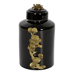 Банка с крышкой из фарфора с бронзовым цветочным элементом Eden Garden варинант исполнения - 1 | Loft Concept в Перми