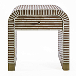 Тумбочка прикроватная с ящиком Tofino Stripes Bone Inlay Bedside Beige варинант исполнения - 1 | Loft Concept в Перми