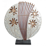 Настольная лампа из перламутра и дерева на подставке Indonesian Shell Flower варинант исполнения - 2 | Loft Concept в Перми