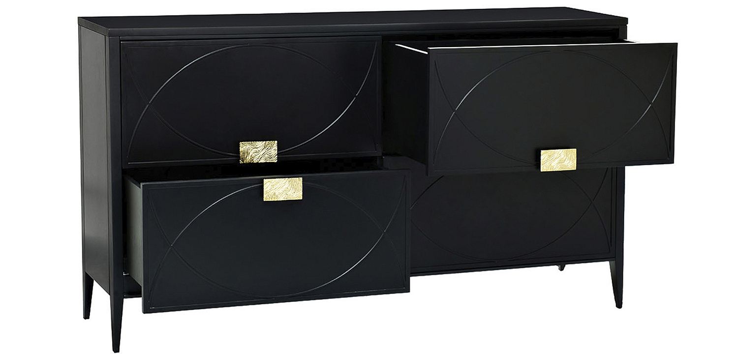 Комод с 4-мя ящиками Amelie Black Chest of Drawers Черный Комод с 4-мя ящиками Amelie Black Chest of Drawers Черный - Loft-Concept в Перми
