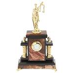 Часы настольные бронзовые из натурального камня Яшма с декором в виде Фемиды Themis Stone Clock варинант исполнения - 1 | Loft Concept в Перми