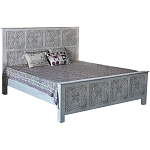 Двуспальная кровать из массива манго с резьбой Floro Grey Mango Bed варинант исполнения - 1 | Loft Concept в Перми