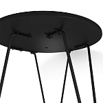 Стол журнальный с круглой столешницей из стекла на 3-х черных ножках Beige Marble варинант исполнения - 5 | Loft Concept в Перми