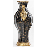 Ваза черного цвета из фарфора с золотистым узором и бронзовыми ручками Высота 39.5 см Eden Garden porcelain and bronze варинант исполнения - 2 | Loft Concept в Перми