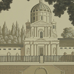 Обои ручная роспись Monuments of Paris Terre Foncée on scenic paper варинант исполнения - 2 | Loft Concept в Перми