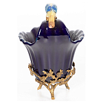 Чаша темно-синего цвета из фарфора с разноцветной птичкой Eden Garden porcelain and bronze варинант исполнения - 11 | Loft Concept в Перми
