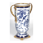 Ваза с бронзовыми ручками и синим цветочным узором Blue & White Ornament варинант исполнения - 2 | Loft Concept в Перми