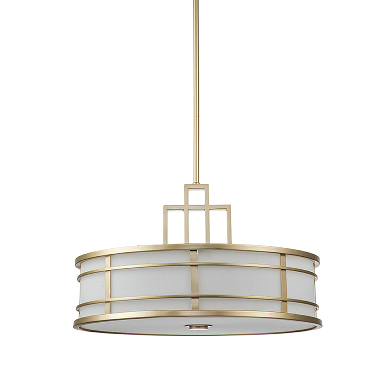 Подвесной светильник цвета латунь с белым матовым плафоном с геометрическим рисунком Feiss Латунь Белый в Перми | Loft Concept 