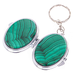 Зеркало брелок карманное двухстороннее из натурального камня Малахит Stone Mirrors варинант исполнения - 2 | Loft Concept в Перми