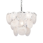 Люстра из белых стеклянных дисков на серебрянном каркасе White Glowing Reflectors варинант исполнения - 1 | Loft Concept в Перми