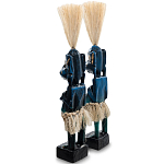 Комплект из 2-х деревянных статуэток Asmat Straw Headdress Statuettes Blue варинант исполнения - 2 | Loft Concept в Перми