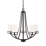 Люстра в цвете темная бронза с 5-ю белыми цилиндрическими плафонами Generation Lighting варинант исполнения - 1 | Loft Concept в Перми