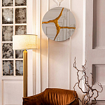 Зеркало кругле с декоративной золотой вставкой Golden Tree варинант исполнения - 3 | Loft Concept в Перми