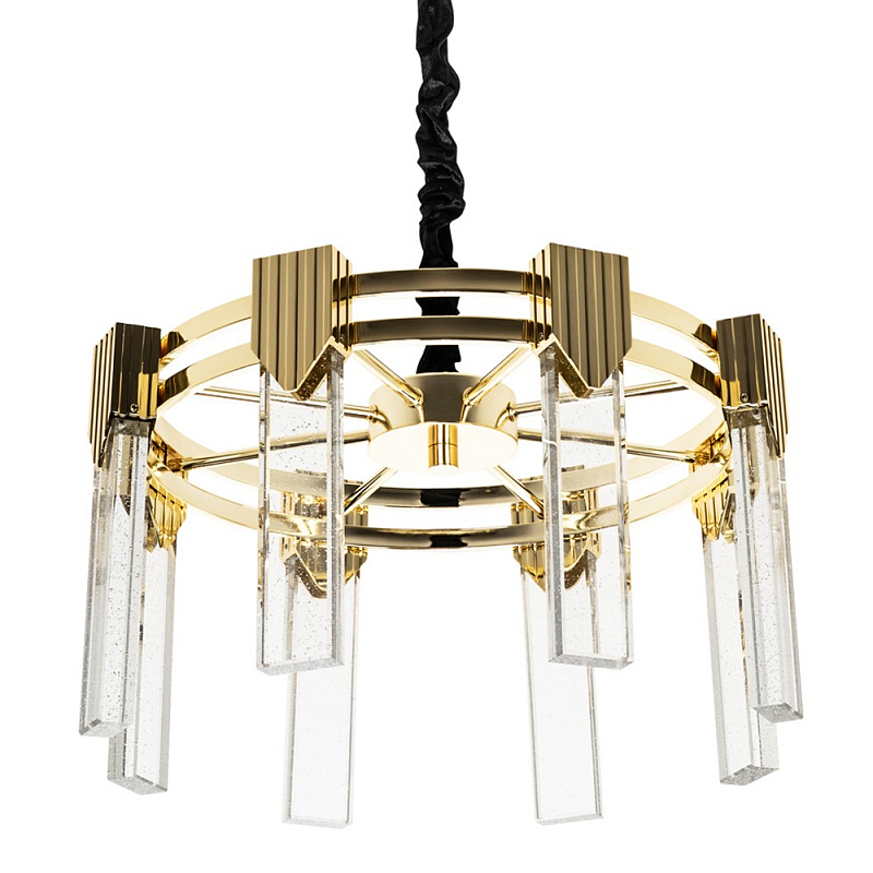 Люстра с прямоугольными хрустальными плафонами Glass Rectangles Gold Chandelier 46 Золотой Прозрачное Стекло Черный Люстра с прямоугольными хрустальными плафонами Glass Rectangles Gold Chandelier 46 Золотой Прозрачное Стекло Черный в Перми | Loft Concept
