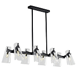 Люстра светодиодная с 8-ю прозрачными плафонами из акрила и стали Glass Cylinder Black варинант исполнения - 1 | Loft Concept в Перми