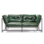 Диван Лофт Натуральная Винтажная кожа Зеленый Two Seat Encounter Leather Sofa варинант исполнения - 1 | Loft Concept в Перми