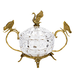 Конфетница из прозрачного рельефного стекла с ручками в виде стрекоз и фигуркой лебедя Eden Garden варинант исполнения - 1 | Loft Concept в Перми