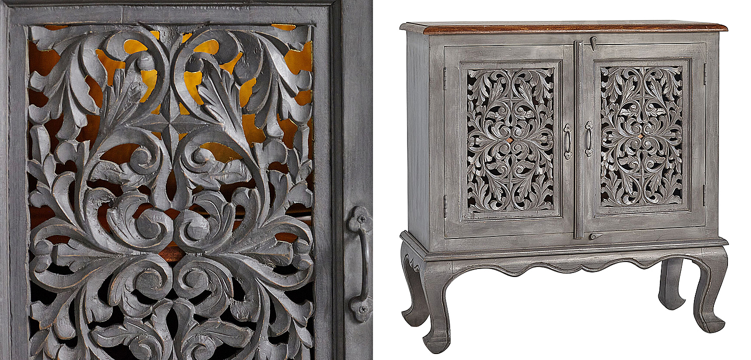 Комод Indian Antique White Furniture Chest of Drawers Agni серый Комод Indian Antique White Furniture Chest of Drawers Agni серый - Loft-Concept в Перми