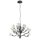 Люстра подвесная черного цвета с ветвями и белыми фарфоровыми цветами Floralis варинант исполнения - 2 | Loft Concept в Перми