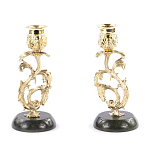 Подсвечники бронзовые на подставке из натурального камня нефрит Stone Candlestick варинант исполнения - 3 | Loft Concept в Перми