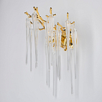 Бра золотого цвета с разветвленными ветвями и длинными прозрачными подвесками в форме стеклянных сосулек Droplet Chandelier варинант исполнения - 3 | Loft Concept в Перми