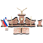 Настольный письменный набор из креноида с часами и декором в виде орла Marble Accessory варинант исполнения - 1 | Loft Concept в Перми