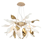 Люстра подвесная с белыми матовыми и золотыми глянцевыми листьями Wintery flovers варинант исполнения - 2 | Loft Concept в Перми