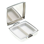 Таблетница карманная квадратная c 2-мя отделениями с зеркалом и накладкой из натурального камня Лазурит Silver Stone Pillboxes варинант исполнения - 2 | Loft Concept в Перми