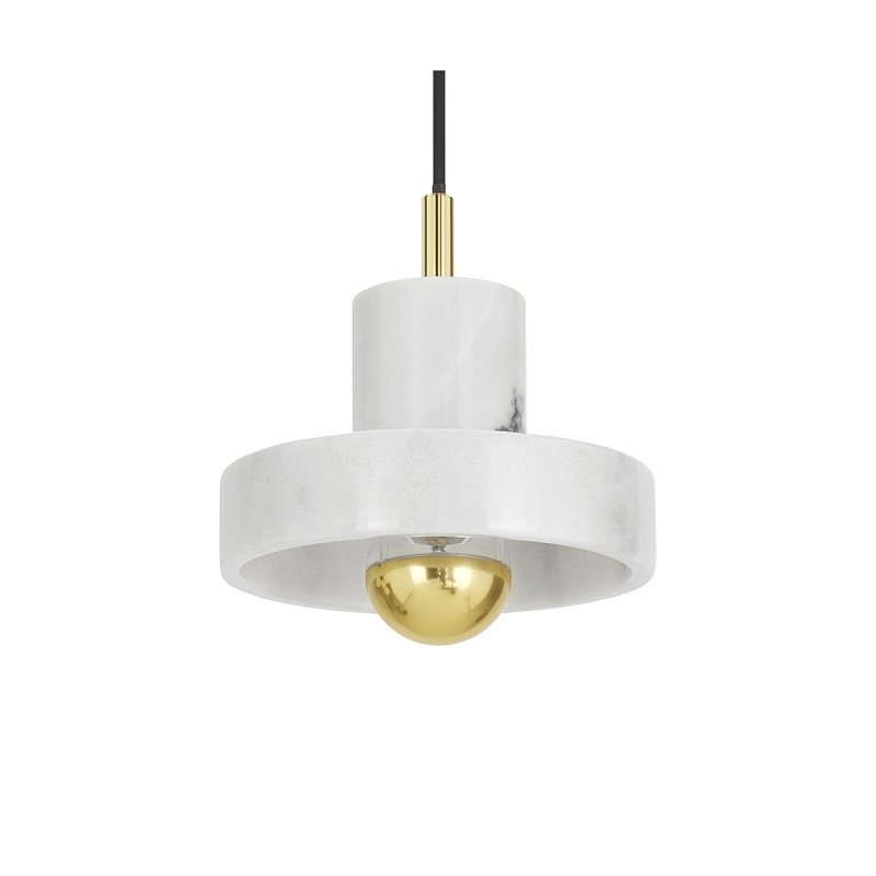 Подвесной светильник Tom Dixon Stone Pendant White Белый Золотой Подвесной светильник Tom Dixon Stone Pendant White Белый Золотой в Перми | Loft Concept