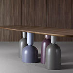 Обеденный стол деревянный с разноцветными фигурными ножками Cop варинант исполнения - 3 | Loft Concept в Перми