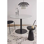 Круглый обеденный стол с белой мраморной столешницей White Tabletop on Black Base варинант исполнения - 3 | Loft Concept в Перми
